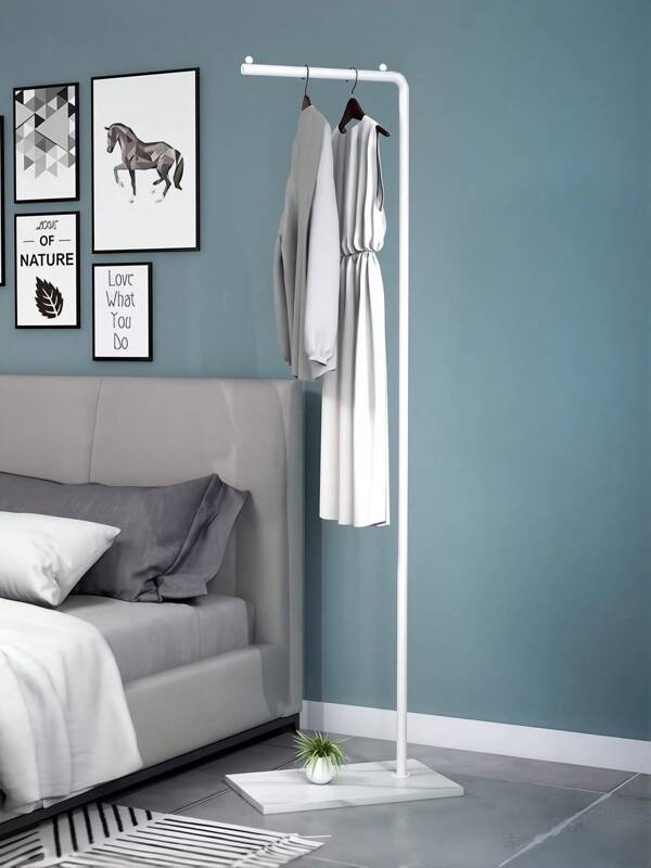 1pc Nordic Style Modern Clothes Rack, Lightweight Luxury Floor-Standing Garment Hanger For Balcony, Living Room, Bedroom, White