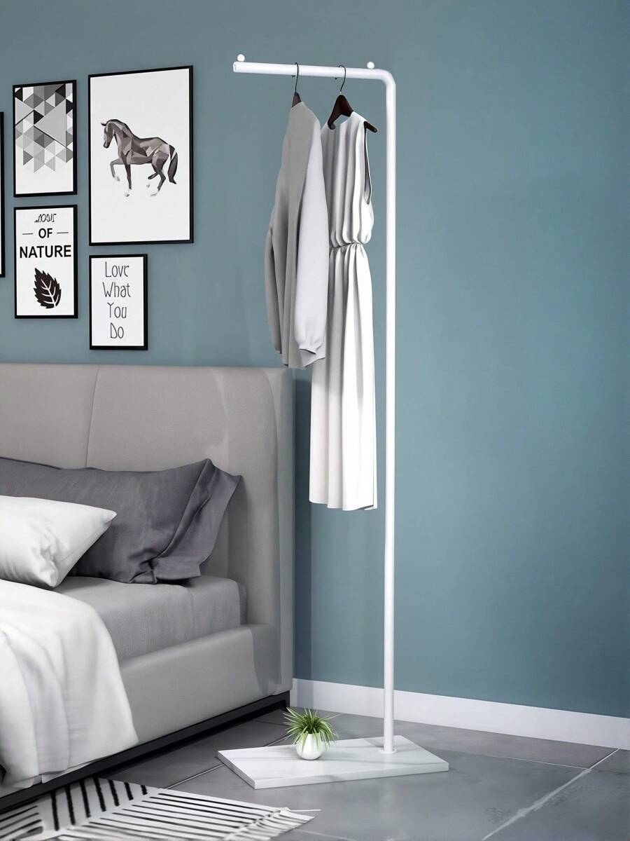 1pc Nordic Style Modern Clothes Rack, Lightweight Luxury Floor-Standing Garment Hanger For Balcony, Living Room, Bedroom, White