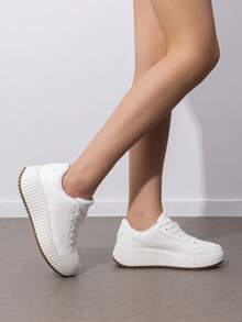 Women Platform Chunky Sneakers Dee Comfortable Casual Fashion Sneaker - trắng - Xem 4