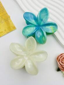 1pc Women Large Size Blue Gradient Flower Plastic Lightweight Hair Clip, Fashionable And Versatile High-End Elegant Simplistic Solid Color Hair Accessory, Suitable For Daily Casual, Party, Commute, Vacation, Hairstyling, Makeup, Outfit Matching Hair Claws Claw Clips Hair Clips Hair Jaw Clip Hair Clamps Hair Clutch Hair Catcher Clip