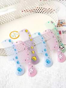 4pcs/1pc Children's Cartoon Style Animal Print Jelly Mini Comb Set, Portable And Convenient Candy Colored Small Comb, Suitable For Children's Hair Cutting And Care, Is An Ideal Choice For Giving Children Gifts