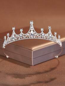 1pc Rhinestone Crown Bride Wedding Tiara Princess Birthday Hair Accessories Alloy Rhinestone Crown - Multicolor - View 3