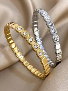 Juego de pulseras de acero inoxidable chapado en oro de 18 quilates con cristales de circonio cúbico para mujeres y niñas, regalo para el Día de la Madre, accesorio para bodas y fiestas, regalo para maestros, graduación, pulsera bohemia elegante para verano, viajes y festivales, para fiestas diarias, accesorios para rave/baile de graduación, joyería dorada amarilla
