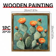 1 Stück Lebendige Kaktus Blume Kunst Holzschild | Rustikaler Landhausstil Wanddekoration Schild für Badezimmer, Garten, Café, Bar, Büro Dekoration, ideales Urlaubsgeschenk | Keine Elektrizität erforderlich | Wandbehang | Multifunktional | Holz