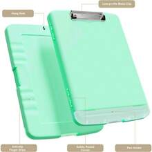 Caja de documentos impermeable A4 tablero de escritura con ranura de pluma caja de almacenamiento de papel multifuncional tablero de escritura de plástico clip de material de aprendizaje artefacto de almacenamiento - Verde - Ver 3