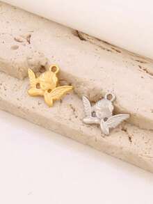 3件套不锈钢天使吊坠配件，时尚18K镀金天使吊坠，适合DIY珠宝制作材料和配件 - 吊墜 - 查看 4