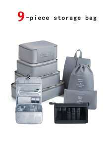 9pcs Bohemian Style Travel Packing Organizer Set, Includes Toiletry Bag, Cosmetic Bag, Underwear, Shoes And Clothing Pouches. Ideal For Travel, Hospital, Dorm, School, Vacation, Back To School Essentials - Multicolor - View 5