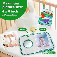 Álbum de fotos de bebé "Mi primera foto", relleno de calcetín navideño, recuerdos del crecimiento del bebé dinosaurio, libro de fotos de tela suave de familia y amigos del bebé con espejo, álbum de tela de bebé, regalo personalizado de agradecimiento por el primer cumpleaños del bebé para baby shower de recién nacido, niño pequeño, niño, niña, recién nacido, regalos de Navidad, regalos de Navidad, decoraciones navideñas