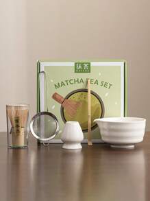 Matcha Five-Piece Set, Ceramic Matcha Bowl, Natural Bamboo Tea Whisk, Beginners, Refreshment Tools, Matcha Making Tools, Gift Box Back To School