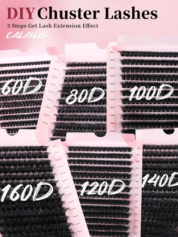 DAIFIYAN Black 14Rows D Curl 280Pcs/238Pcs/210Pcs/196Pcs/168Pcs Individual Lashes Fluffy Lash Clusters 60D/80D/100D/120D/140D/160D Individual Eyelash Thick Cluster Eyelash Extensions D Curl Lashes Clusters 8-16MM Wispy Cluster Lashes