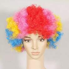 1 pieza Peluca afro de 80g de colores divertida de payaso para fiestas, suministros de fiesta, disfraz de carnaval, disfraz de Navidad, disfraz de Año Nuevo, unisex