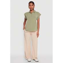 Ruched Cap Sleeve Blouse - Multicolor - View 1