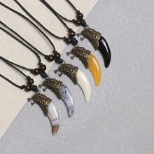 5 pièces Collier réglable tressé unisexe avec pendentif tête de loup. Parure de bijoux mode et casual pour couple, pour usage quotidien et occasions multiples