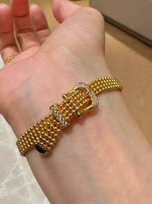 1 pieza Pulsera de banda de encaje de lujo estilo Milán, pulsera con correa de satén de diseño de nicho retro francés para mujeres