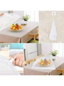 1 pieza Carpa de malla blanca grande plegable y lavable, adecuada para picnics, BBQ, fiestas y comidas al aire libre - Accesorio de cocina antiinsectos - Blanco - Ver 7