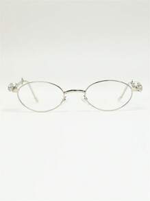 DareSee 1 buc Ochelari de soare pentru femei, cu ramă ovală metalică, îngustă, cu incrustații de stras, ochelari simpli Y2K Vintage Kawaii pentru stil zilnic, accesorii pentru ochelari de soare pentru femei, festival de muzică Y2K-Fest, înapoi la școală, toamnă
