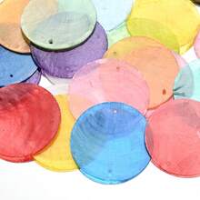 10pcs 50mm Colourful Flat Round Shell Coin Drop Charm Beads With 2 Holes For Jewelry Making Fashion Necklace Earring Wind Chimes Curtain Garland DIY Craft Wedding Home Decoration - Shell Discs - View 8