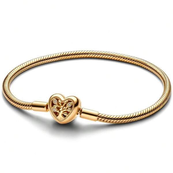 Disney 1 pieza Brazalete de plata esterlina 925 con forma de corazón y circonita cúbica de la popular marca , adecuado para manualidades de joyería y como regalo de joyas de moda