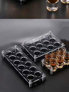 Acrylic Bullet Cup Storage Box, Suitable For Family Gatherings, Glass Tray Racks, Bars, Transparent Large-Caliber Lens Glass, Serving Tray Beer Cup Racks, Bar Party Clubs And Family Fanatic Parties, Wine Bullet Cup Racks, Whiskey Tequila Cup Racks. - (In Order To Prevent Scratches During Express Transportation, The Product Comes With A Protective Film, Which Will Be More Beautiful And Shiny After Tearing It Off) - Multicolor - View 13