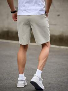 1 pieza Shorts tipo bermudas de cintura casual y deportivos para verano, ideales para Día del Amante, Día del Maestro, Día del Padre, Carnaval, Pascua, Año Nuevo, Ramadán