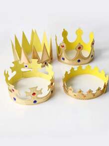 👑 تاج ذهبي للبالغين، قطعة رأس للأمير مرصعة بالراين ، ديكور كيك، تاج لحفلة عيد الميلاد، هدية للأم في عيد الحب، عيد الأم، قطعتان/قطعة