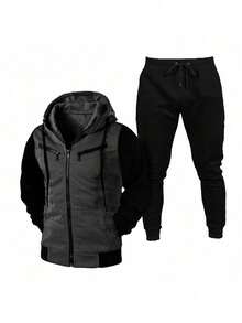 RAMAZZONI Set Of Cold Weather Blouse, Hooded Cotton Jacket + Jogger Pants For Men And Women - Dark Grey - View 1