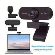 Cámara web HD de 1080P para computadora portátil de escritorio, mini cámara web USB con micrófonos, cubierta para cámara web