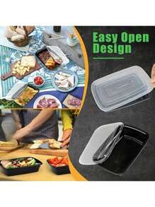 10 Pack, Reusable Plastic Lunch Boxes, Extra Thick Food Storage Containers, Rectangular Meal Prep Containers, Stackable, Leak-Proof, Microwavable, Dishwasher-Safe And Freezer-Safe