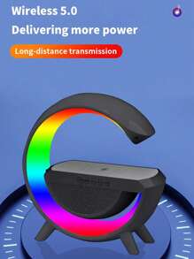 Lampe RVB colorée, commande par application, lampe de chevet de nuit avec chargement sans fil pour téléphone portable, enceinte créative, lampe de nuit de chevet de chambre à coucher intelligente et colorée, chargeur sans fil pour téléphone portable et montre, enceinte musicale, lampe de décoration de bureau