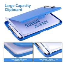 Caja de documentos impermeable A4 tablero de escritura con ranura de pluma caja de almacenamiento de papel multifuncional tablero de escritura de plástico clip de material de aprendizaje artefacto de almacenamiento - Azul - Ver 6
