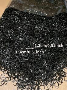 1000/3000 件加厚耐用橡皮筋马尾辫固定器，高弹性，黑色，几何图案，休闲，ABS 塑料，发带，发饰，发圈， - 黑色 - 查看 5