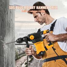 1-1/4 Inch SDS-Plus Rotary Hammer Drill, 13 Amp Corded Drills, Heavy Duty Chipping Hammers With Vibration Control & Safety Clutch, Electric Demolition Hammers Variable Speed, Power Tool For Conc - US A Type Plug(110-127V) - View 2