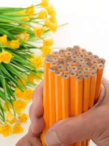 12/24pcs HB Wooden Pencils With Eraser Tops, Stationary And Study Supplies School Supplies,Back To School