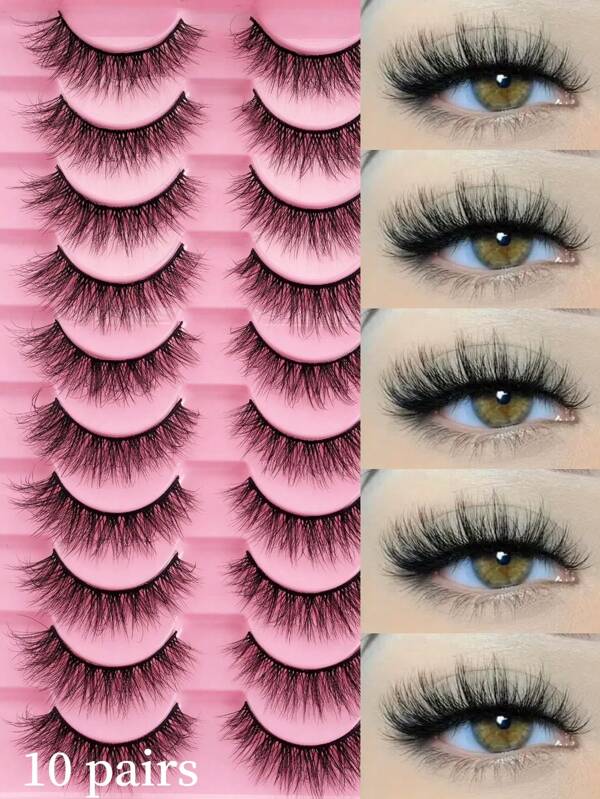 10 Pairs W11 Cat Eye False Eyelashes Premium Set | 6-14mm Professionally Graded Length Customizable Volume Lashes | D Curl Fluffy & Dramatic Full Effect With 3D Glam Sparkling Eyes | European Style Waterproof & All-Day Comfort Wear | Perfect Holiday Gift Set, Time-Saving Easy Application