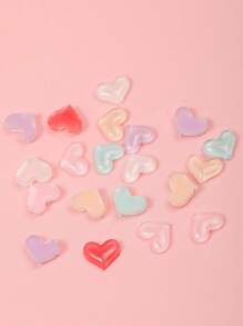 10 Pieces Of Mixed-Color Heart-Shaped Nail Art Accessories, Dopamine Resin Three-Dimensional Nail Art Pendants, DIY Wearable Nail Material Pack. Simple Style And Versatile, Suitable For Nail Salons