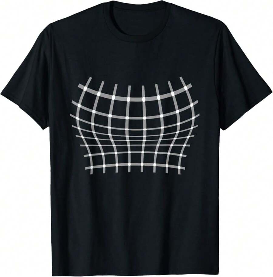 Grid Optical Illusion Large Bust - Funny Gift T-Shirt@SP Gifts For Her - Black - View 1