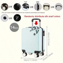 14-Inch Mini Suitcase, 20*30*40cm Carry-On Travel Trolley Case, Spring/Autumn Airline Low-Cost Airline Free Check-In, Lightweight Lockable Case - Baby Blue - View 7