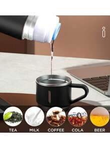 1pc Stainless Steel Three-Lid Long-Lasting Insulated Cup Is A High-End Portable Portable Water Cup Set For Outdoor Business Travel And Household Use, Suitable For Keeping Milk, Coffee, Beer, Tea, Cola, And Cold And Hot Beverages Warm