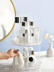 1 件 360° 旋转化妆品收纳盒、桌面收纳架、浴室化妆品收纳盒、化妆品收纳盒、开放式收纳盒、梳妆台化妆品收纳、浴室配件、旋转收纳托盘、用于存放化妆品、香水、口红、洗面奶、洗发水、海绵、眼影盘、沐浴露、厨房用品、化妆品收纳盒、家居装饰、卧室装饰、浴室装饰、厨房配件