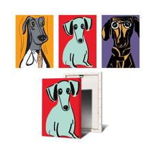 1pc Wall Arts Posters Optional Frame Modern Colorful Cute Dog Posters Canvas Painting Cartoon Abstract Animal Modern Wall Art Picture For Kid Room Home Decoration Painting
