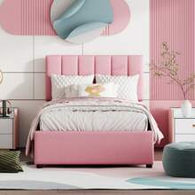 Letto per bambini, letto imbottito per bambini 90x200 cm, letto contenitore con contenitore, letto singolo per bambini, biancheria da letto delicata sulla pelle, rosa