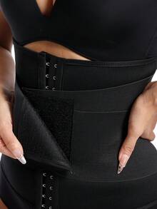 1 件女士运动腰部训练器，PU 涂层衬里压缩塑身衣，氯丁橡胶腰部塑形带，适合健身锻炼