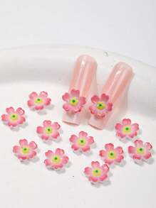 10 Pieces Of Pink Flower Nail Art Accessories, Resin Three-Dimensional Nail Art Pendants, DIY Wearable Nail Material Pack. Simple Style And Versatile, Suitable For Nail Salons