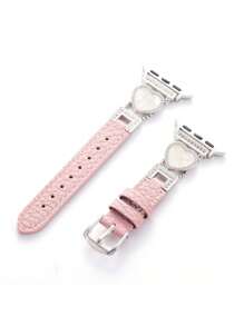 Kompatibel mit, 1 Stück junges & modisches universal Damen Armband mit stylischem, lässigem Luxus-Abaloneperlen-Herzanhänger, irisierend, glitzernd, verstellbares, weiches, modisches pinkes Lederarmband kompatibel mit Smart Watch Ultra3/2/1 SE S10/S9/S8/S7/S6/S5/S4/S3/S2/S11 Serien 38mm 40mm 41mm 42mm 44mm 45mm 49mm, Smartwatch Armband Zubehör, Geschenk für Freundinnen, Freunde, Familie