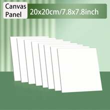 8pcs Small Painting Canvas Panels(5.11X7.08,5.9X5.9,5.9X7.8,7.08X9.44INCH), Square Canvas Boards For Painting, White Blank Flat Canvas Boards For Acrylic, Oil Paints,Back To School,School Supplies