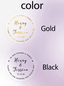 30-260张定制烫金婚礼贴纸，个性化姓名标签贴纸，定制日期圆形贴纸，可定制感谢贴纸，派对贴纸，定制姓名贴纸，金色，黑色，生日礼物，新郎新娘，信封，礼盒，背包，情人节，送给女朋友，男朋友，周年纪念，多功能，送给他的理想礼物，周年纪念，情人节，父亲节，毕业，婚礼，乔迁，温馨氛围，冬日优雅