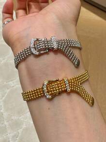 1 pieza Pulsera de banda de encaje de lujo estilo Milán, pulsera con correa de satén de diseño de nicho retro francés para mujeres