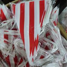 1 pieza Banderín a rayas rojas y blancas, decoración de fiesta de carnaval, circo, festival, guirnalda colgante de banderas triangulares, suministros de fiesta de cumpleaños