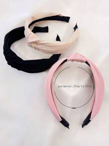 3pcs/Set Women Knotted Simple Solid Color Fabric Headbands, Suitable For Daily Outdoor Use Hairband Hair Hoop