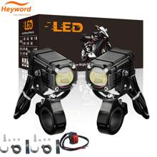 Heyword Heyword 1pc/2pcs External LED Lights For Cars And Motorcycles, Ultra-High Brightness, High And Low Beam Lights, Explosive Flashing Yellow, White, Red, And Three Color Freely Changing Flashing Lights, Off-Road Vehicle Universal Lighting Work Lights